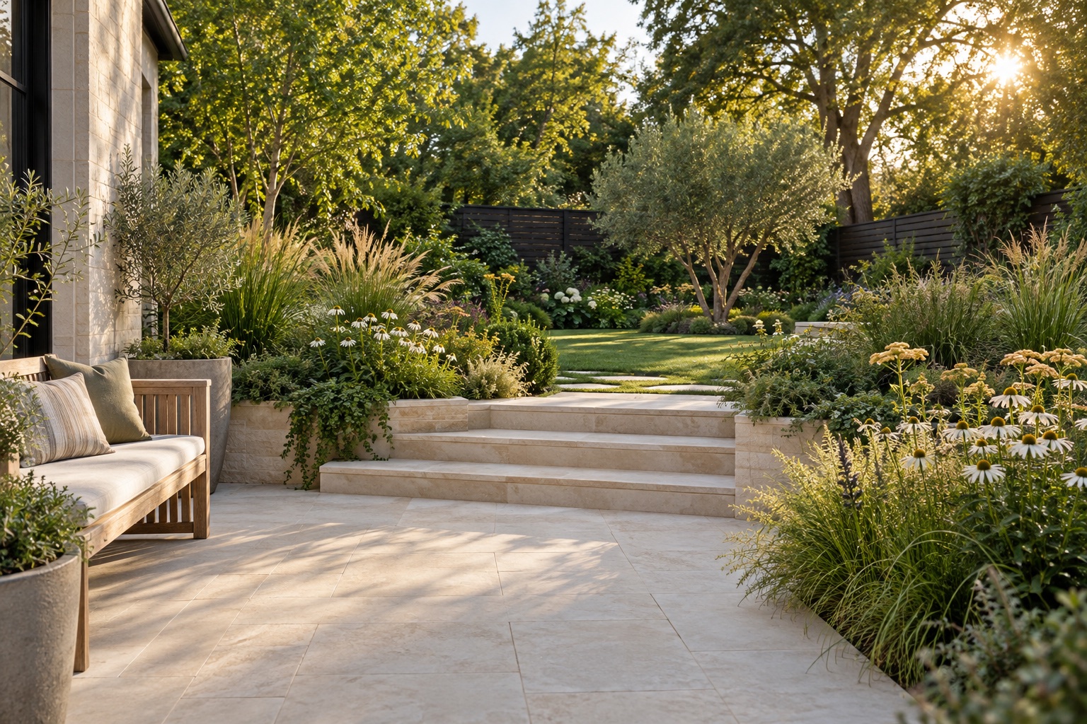 Illustrative garden design scene from the fictional Field and Form sample